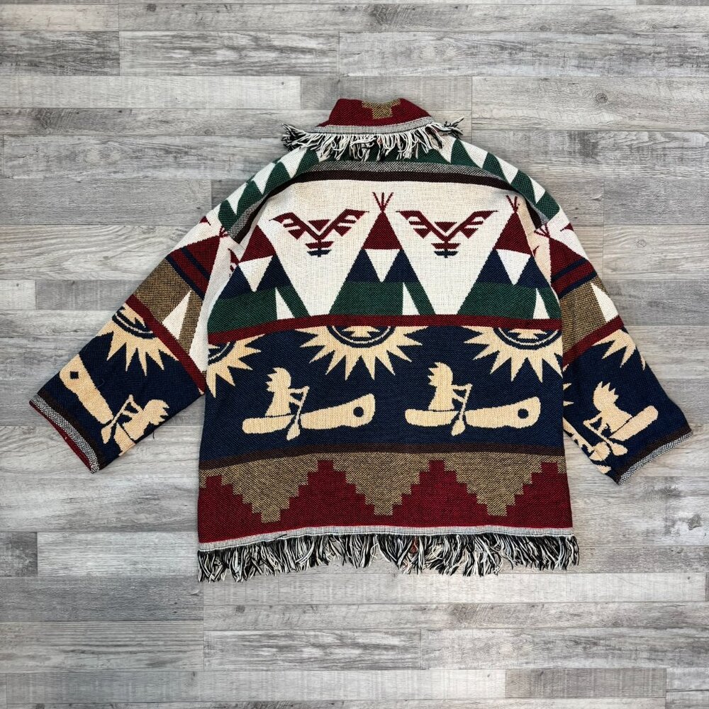 J Katherine Designs Southwestern Tapestry Cardigan OSFA Fringe, Native American - Picture 5 of 6